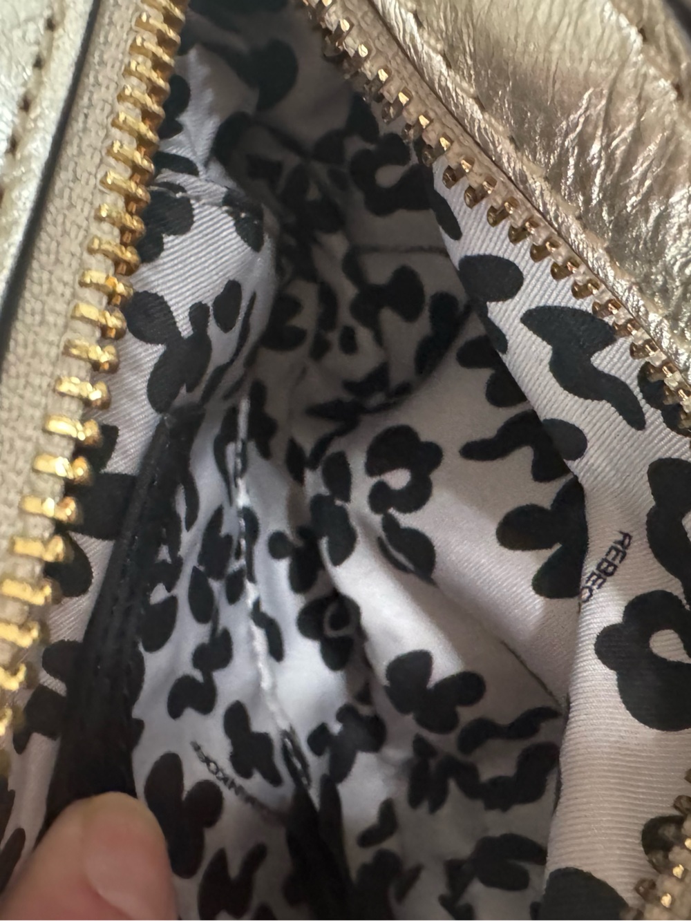 Rebecca Minkoff Gold Metallic Leather Double Zip Mini Saddle Crossbody Bag Y2K - Picture 7 of 8